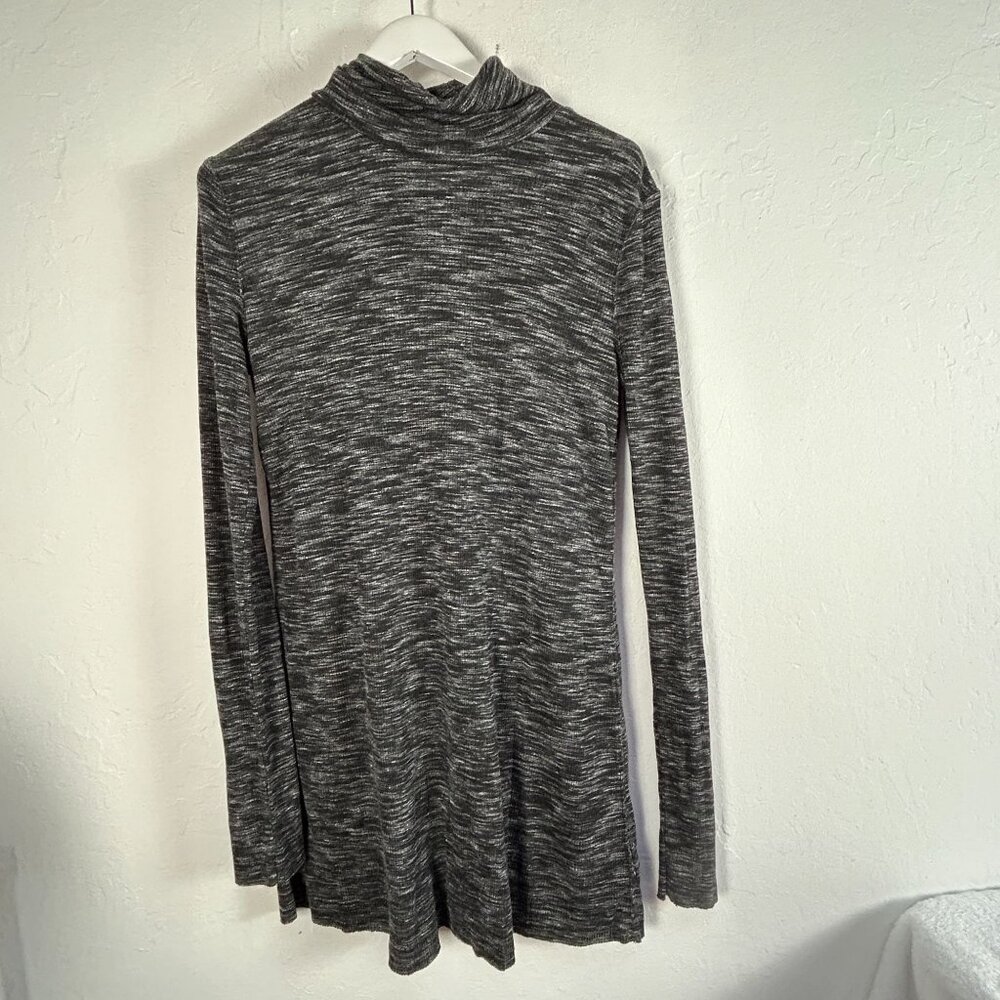 We The Free Womens Black Turtleneck Long Sleeve Tunic Top Medium Space Dye Knit